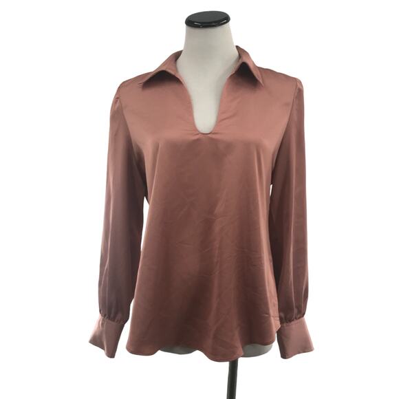 J. Crew Pink Collared Satin Back Crepe Popover Top - Picture 4 of 10